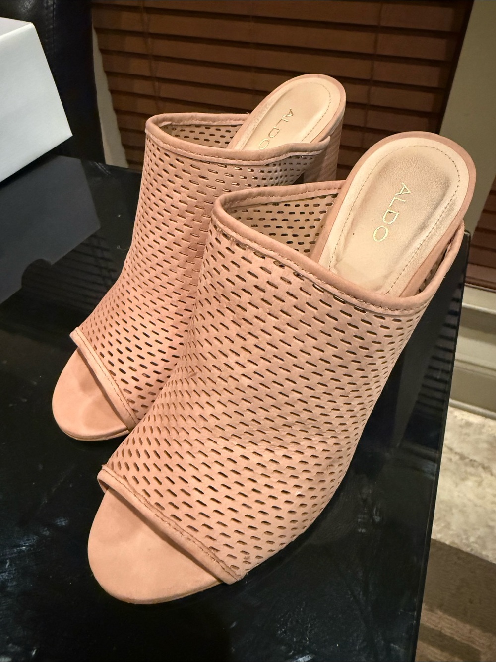 ALDO Blush Pink Perforated Open-Toe Mules